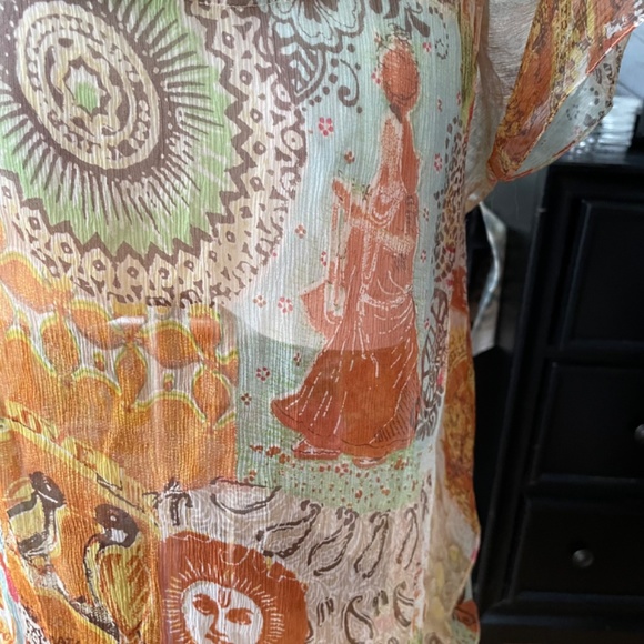 Les Filos Pure Silk Kimono Cover Up OS Fits Most - Picture 6 of 6